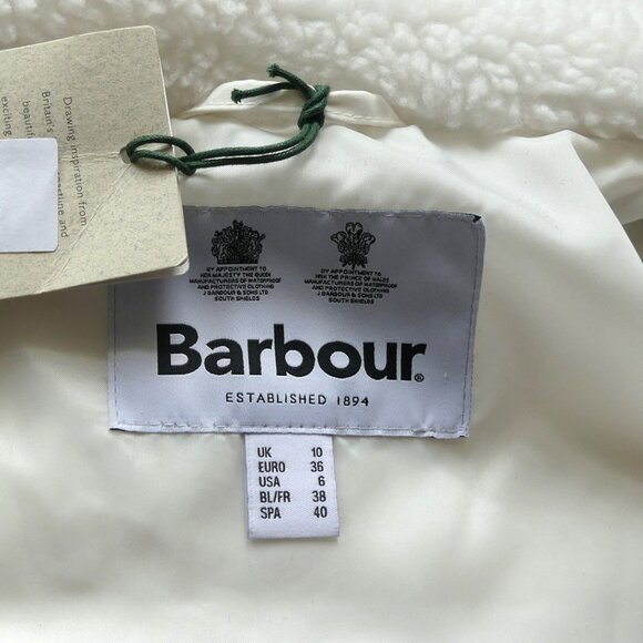 Barbour Netley Fleece White Coast to Country Short Jacket USA Size 6 - Picture 7 of 13